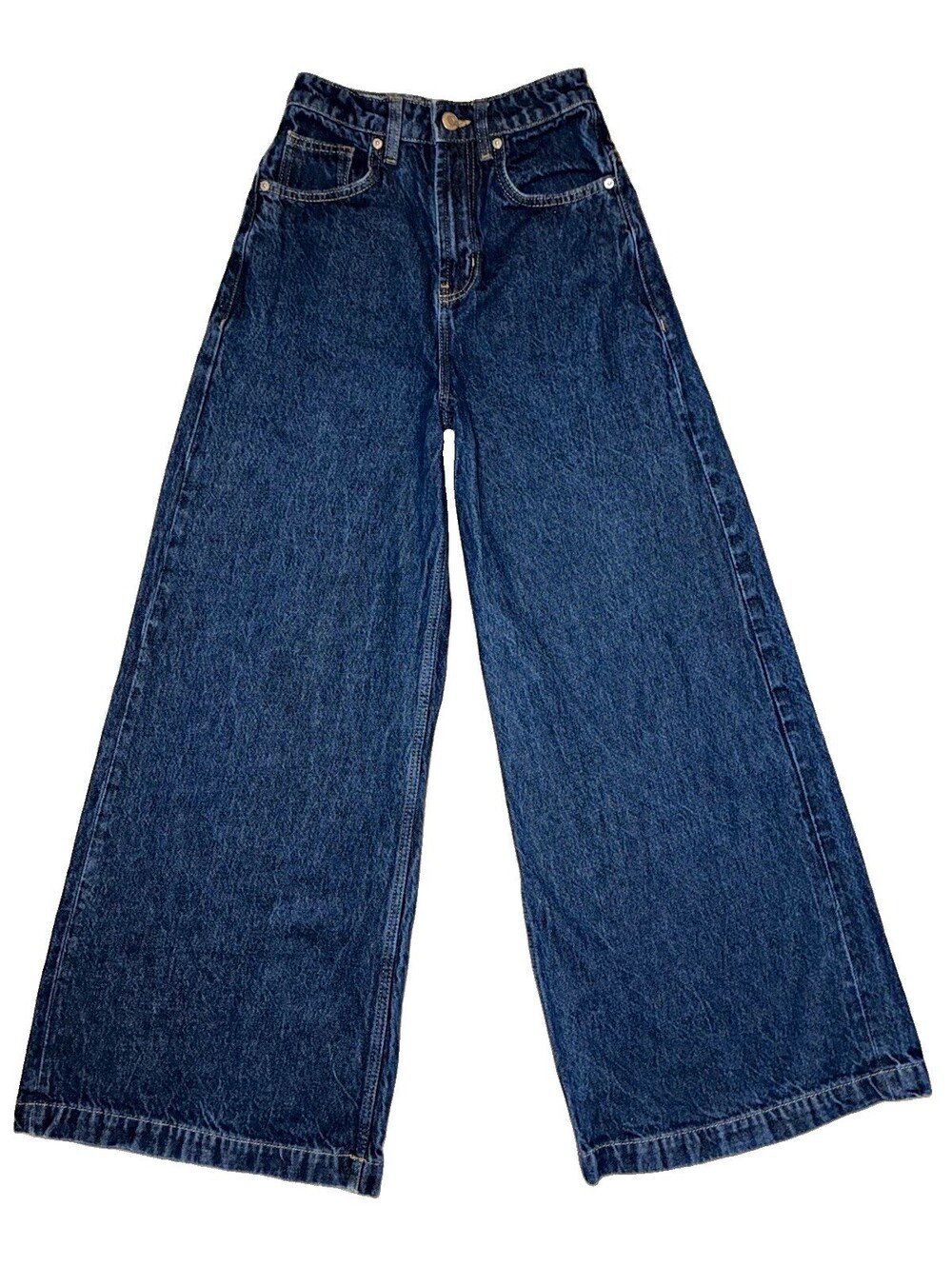 Cotton On Kids Dark Wash Blue Denim Wide-Leg Jeans 5-Pocket UK 22/91 wide